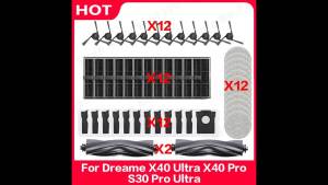 Bộ Phụ Kiện Máy Hút Bụi Dreame X40 Ultra/S30 Pro Ultra - Bàn Chải Chính Bàn Chải Bên Bộ Lọc HEPA Túi Đựng Bụi Dành Cho X40 Ultra Complete/X40 Pro