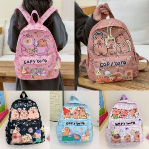 OWTWO Cartoon Capybara Backpack Large Capacity Breathable Book Bag Ultra-light Student Schoolbag