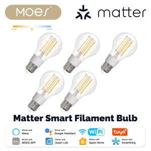 MOES Matter Smart Filament Bulb Color Temperature Energy Saving Biological Rhythm E27 7W Schedule Voice Remote Tuya APP Control
