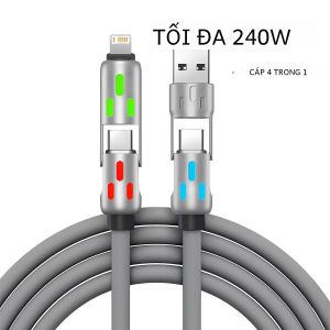 Bộ Sạc Khuỷu Tay Xoay USB Sang Type-C Đa Chức Năng 4 Trong 1 Cáp Silicon Sạc Nhanh 12m Cho Điện Thoại Di Động Có Truyền Dữ Liệu