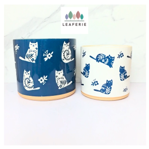 The Leaferie Niko Cat ceramic flowerpots  flower pot. plant pots