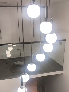 Living Room Revolving Crystal Chandelier Dining Room Light High Ceiling Chandelier Stair Long Chandelier Lamp