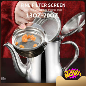 【High Quality+ In Stock】Stainless Steel Teapot With Filter Kitchen Oil Filter Pot Liquid Seasoning Container Coffee Holder Tea Kettle Kitchen Accessorie