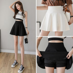 White Elastic Waist Half Skirt Womens Fashionable Summer New High Waist Short Skirt Anti-Light A-Line Umbrella Skirt