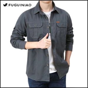 FUGUINIAO Mens Fashion Outdoor Casual Shirt Mens Casual Loose Long-sleeved Shirt