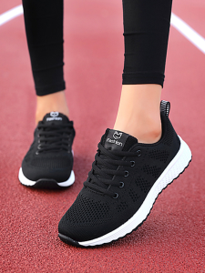 Womens Spring Autumn Breathable Mesh Sports Shoes Lightweight Soft Bottom Running Shoes Anti-slip Summer Comfortable Flat Casual Shoes