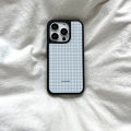 001 | Delicate Blue Plaid Silicone Phone Case for iPhone 11-17 Series. 