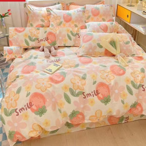 Pure Cotton Floral Print Four-Piece Bedding Set 40-Sheet Stripe Duvet Cover Bedding Protector Multi-Color Multi-Sizes