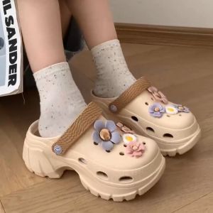 PPF รองเท้าหัวโต รองเท้าแตะสวม 7 ซม. แถมตัวติดน่ารัก สีพาสเทลทูโทน 509