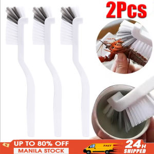 2pcs Japanese Style Sink Brush Cleaning Cup Brush with Long Handle Elbow Design Tail Hole Wall Hanging Cleaning Accessories Plastic Cleaning Brush