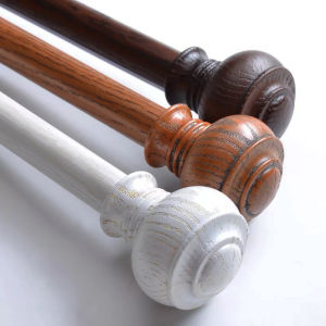 Thickened Retro Wood Grain Roman Pole Single Double Layer Curtain Rod Silent Wall Mounted Aluminum Alloy Curtain Pole