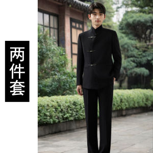 New Chinese Style Wedding Suit Mens Youth Cheongsam Western Suit Set Marriage Ceremony Traditional Chinese Wedding Gown