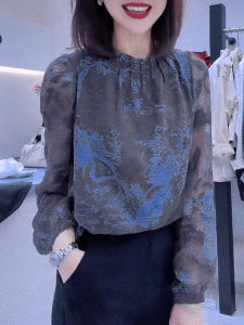 UYFY | Fashionable Thin Long Sleeve Mesh Design Womens Shirt Casual Loose Fit Printed Top Commute Versatile Autumn New Arrival