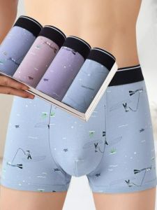 กางเกงบ็อกเซอร์ชาย 4 ตัว ทรงหลวม ระบายอากาศได้ดี ไซส์ใหญ่ กางเกงขาสั้นทรงสามเหลี่ยม ใส่สบาย แฟชั่น เอวกลาง ฤดูร้อน