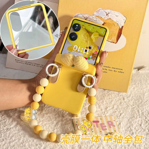 เคสโทรศัพท์พับได้แบบหนาเต็มจอพร้อมสายสะพายมือถือสำหรับ Xiaomi MixFlip2 Honor MagicVFlip Huawei Purax Moto Razr50 Samsung ZFlip