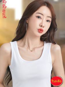 เสื้อกั๊กแขนกุดคอวีผ้าฝ้ายแท้สำหรับผู้หญิง ฤดูร้อน 2024 ใหม่ ใส่ด้านนอก ป้องกันแสง สปอร์ต ไร้แขน ชุดชั้นใน