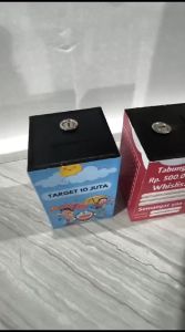 Celengan Lucu Viral Target Sedang + Kunci Celengan Atm Brankas Celangan Anak Bahan Kayu Anti Rayap Celengan Kotak Amal