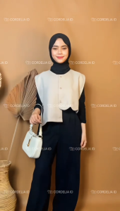 CORDELIA - Vest Rompi Muslimah Wanita Kekinian | Layer Look Kemeja Hijab Stylish Korea