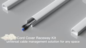 TV Cable Management Cord Cover Hider Cord Organizer Raceway Kit Cord Concealer System Covers PVC Trunking Channel (10-Pcs)