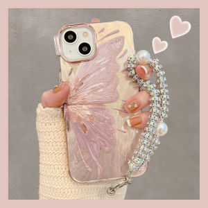 Applicable to Apple 14 Phone Case Iphone15promax Feather Pattern Butterfly 13 Fancy Niche Style 12 Trending Women 11 Minimalist New Arrival 12pro Super Hot 13pro Phone Case Lanyard