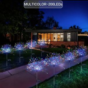 Outdoor Decorative 200LED Solar Fireworks Light Multicolor Starburst Lamps with 8 Lighting ModesWaterproof for Garden Yard Path