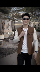 Áo khoác áo khoác nam dài tay thiết kế cổ Vest phối màu cực chất - T43