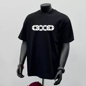 Trendy American Drill T-Shirt Mens Summer New Style Short Sleeve round Neck Half Sleeve Top Breathable Cotton Blend Casual Wear