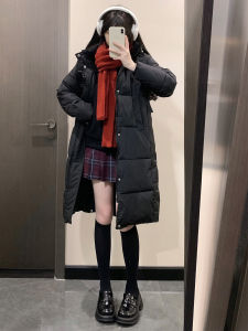 Áo Khoác Cotton Dày Mùa Đông Cho Nữ Có Mũ Trùm Đầu Áo Khoác Ngoài Dài Vừa Phải Màu Đen Đa Năng Thời Trang