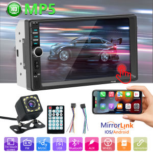 7" Car MP5 Player Double 2 DIN Bluetooth Touch Screen Stereo Radio With 12LED Camera