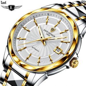 LIGE DESIGN Man นาฬิกาแฟชั่นหรูหรา Sapphire Glass นาฬิกาข้อมืออัตโนมัตินาฬิกากันน้ําสําหรับชาย Relogio Masculino