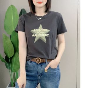 Export Brand Big Sale Leak-Picking Younger Fashion Pure Cotton Short Sleeve T-Shirt Womens Easiest for Match Slim Looking T-shirt Tops