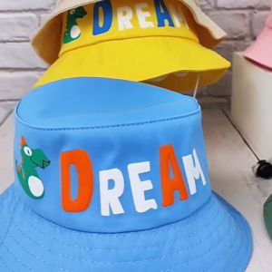 Children Bucket Hat with A Adjustable Chin Strap Children Baby Cute Cartoon Dinosaur Bucket Hat