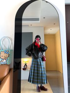 Váy Dài Midi Kẻ Caro Hai Mặt Phong Cách Cổ Điển Dành Cho Nữ Váy Xếp Ly Cạp Cao Váy Công Sở Váy Midi Chữ A Váy Xếp Ly Kẻ Caro Hai Mặt