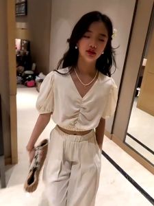 SSP67 - NEW Setelan Anak Tanggung Perempuan Crop Top + Pants Wide Leg