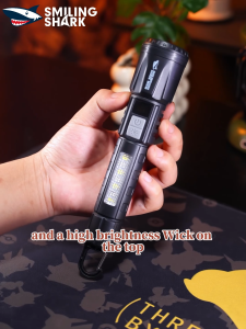 SMILING SHARK SD5385 LED Torch Light COB Camping Light 6Mode Type-c Rechargeable Flashlight With Red Blue Light Warning Light Waterproof Outdoor Lighting