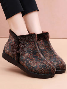 SHIPAILUO | Winter New Pure Wool Womens Shoes Beijing Style Embroidered Cotton Slippers Warmth Lined Comfortable Mid-aged And Elderly Footwear