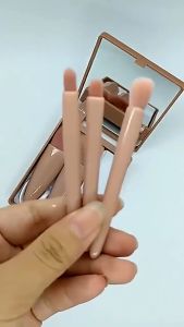5 In 1 Makeup Brush Set with Mirror Blush Powder Brush Travel Kit Portable Mini Beauty Make Up Tool