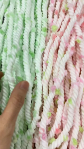 Dây giày dạng bện xoắn bản to 7mm đính pom pom balls nhiều màu tông pastel kẹo ngọt dùng thay thế