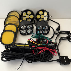 Strong Light Strobe Lamp Motorcycle Equipment Modification One Drag Four Shot LED Spotlight round Cover 12V 70W 4.5 Inch Size