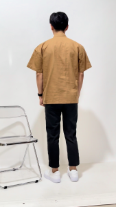 Heewij Kemeja Pria Lengan Pendek Mocca  Linen Rami