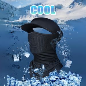 WRELS | Summer Full Face Mask Breathable Anti-UV Neck Flap Wide Brim Cycling Bandana Outdoor Sport Fishing Hiking Sunscreen Ice Silk Cap