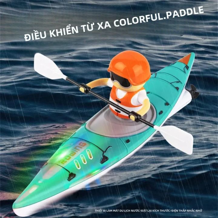 2.4G Điều Khiển Từ Xa Tàu Cao Tốc Chèo Thuyền Kayak Đua Tàu Cho Trẻ Em Trò Chơi Thi Đấu Ngoài Trời Nhựa Chống Thấm Nước Thuyền Chèo Quà Tặng