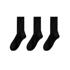 3 Đôi Tất Nữ Len Cashmere Tất Mùa Đông Dày Ấm Nhiệt Thời Trang Nhật Bản Màu Đen Trắng Bộ