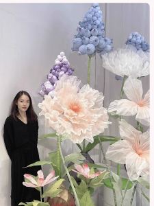 Large Electric Mechanized Opening Flowers Automatic Sensing Simulation Wedding Decoration Festive Silk Flower Arrangement