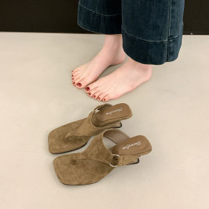 ZHENMO | Fuzzy Surface Casual Toe-post Sandal Wooden Heel Platform