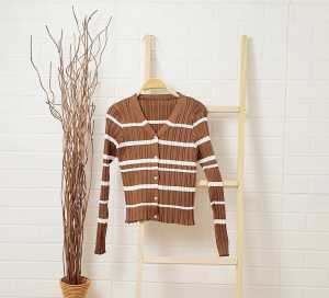 F835 Stripe Cardigan Rajut Import Grosir 60 Rajut Premium Import