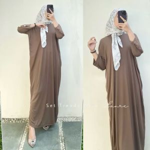 Ria Inara Dress Batwing Kancing Bahan Knit - Gamis Jumbo Murah