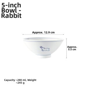 Ceramic Japanese Rabbit Design Bowl 5 Inches