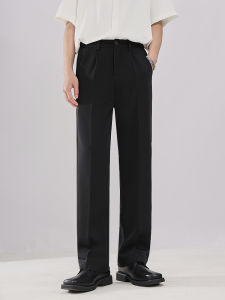 Casual Black Wide Leg Mens Trousers Autumn Fashion Korean Style Straight Cut Loose Fit Youthful Pure Color Long Pants