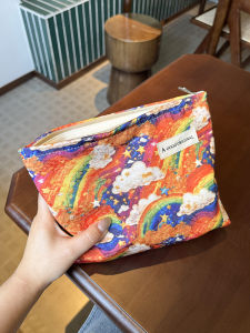 Rainbow Portable Makeup Bag Colorful Small Square Storage Bag for Toiletries Skincare Underwear Washing Bag Gift Bag